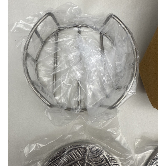 Cruiser’s Caché Drink Coasters with Holder, Embossed Leaf Pattern Set of 4 Metal - Picture 4 of 8